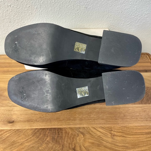 Jeffrey Campbell Suede Block Heel Loafers Gold Horsebit Hardware Size 9 Timeless - Picture 7 of 10